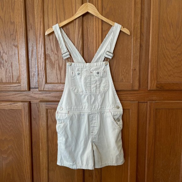 Polo Ralph Lauren Kids Girls L (12/14) Denim Shortalls Cream Beige 100% Cotton - Picture 2 of 15